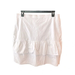 J. Crew Factory plus size knee length tiered ruffled cotton skirt SZ 18 white